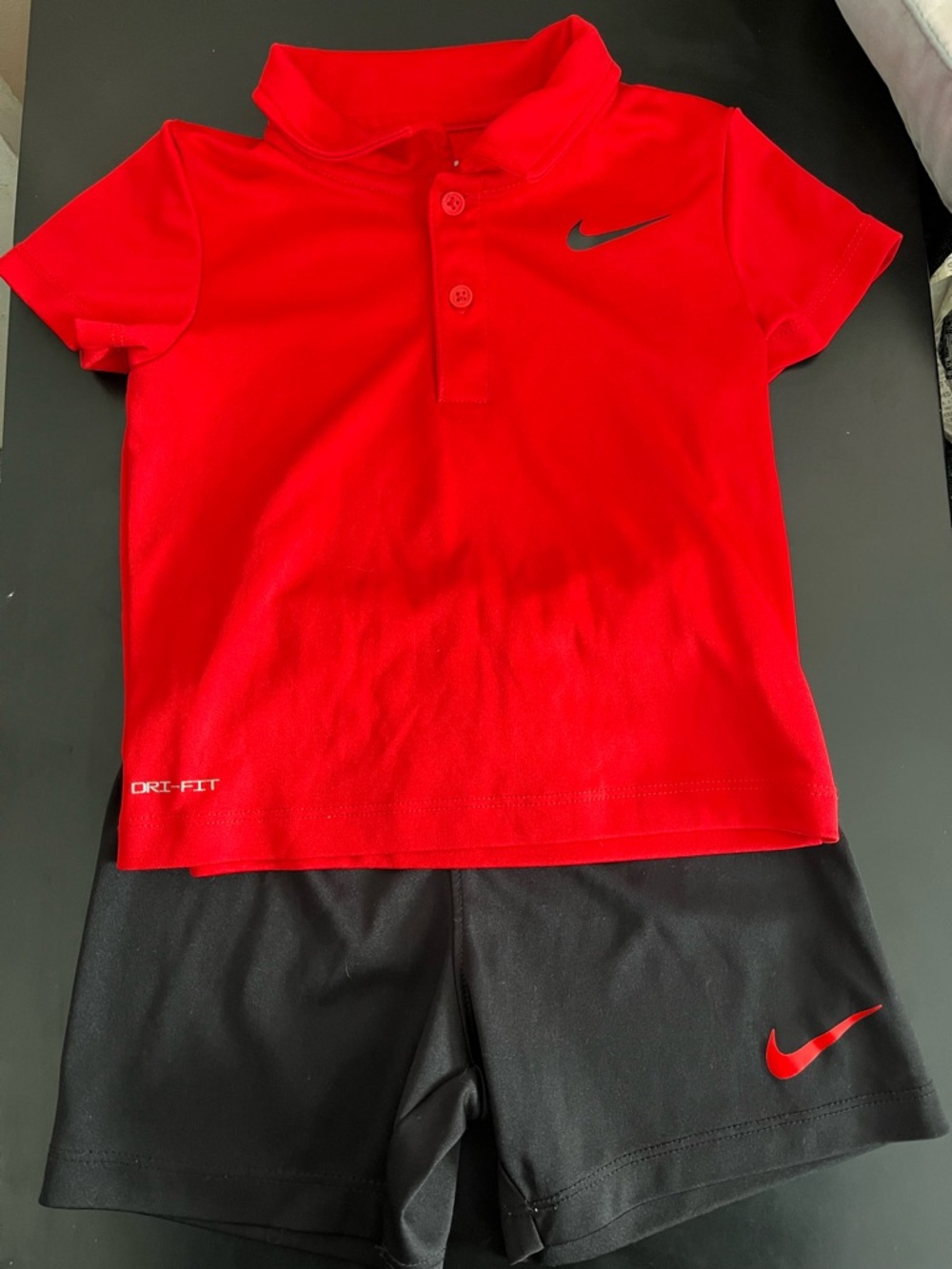 Nike Red Polo Shirt with Black Shorts Set